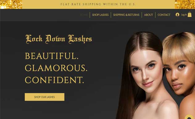 A screenshot of an e-commerce website designed by Full Focus Marketing, that sells false eyelashes and accessories